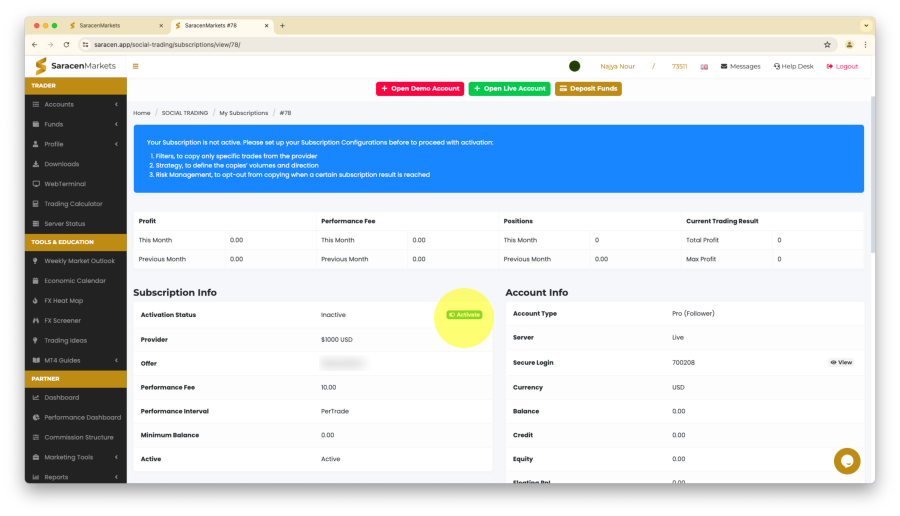 How to Follow a Copy Trade with SaracenMarkets 9